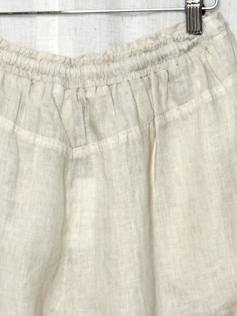 Bella Dahl 100% Linen Drawstring Ankle Pants Button Hem Cream Size Medium NWT - Picture 6 of 10